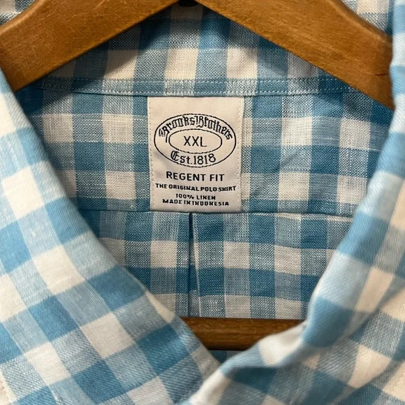 Brooks Brother Gingham Irish Linen Shirt NWT - Picture 2 of 4
